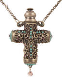 True Love Perfume Cross Necklace With Turquoise Accents