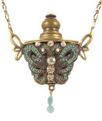 Heiress Aromatherapy Necklace Wtih Faux Turquoise and Diamonds
